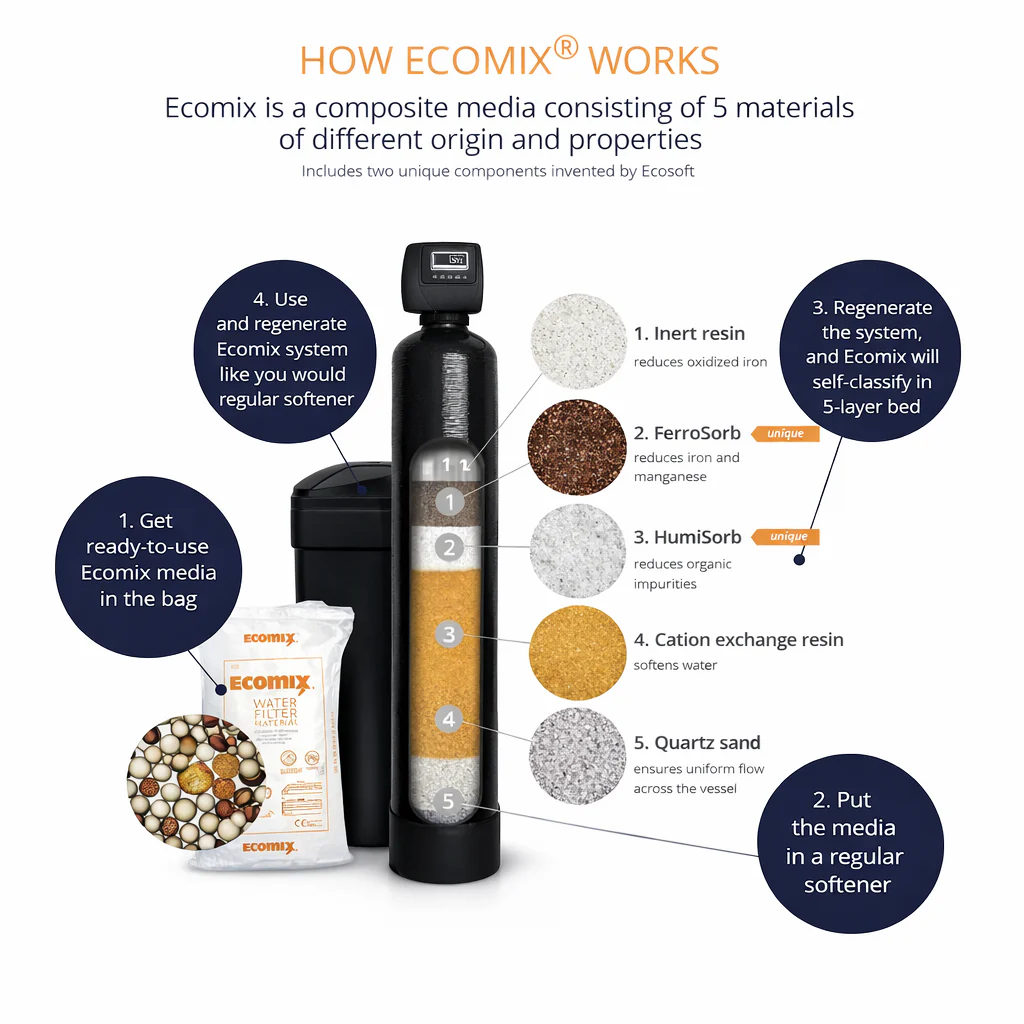 Ecomix Whole House Water Softener & Iron Filter System 1.5 - Image 2