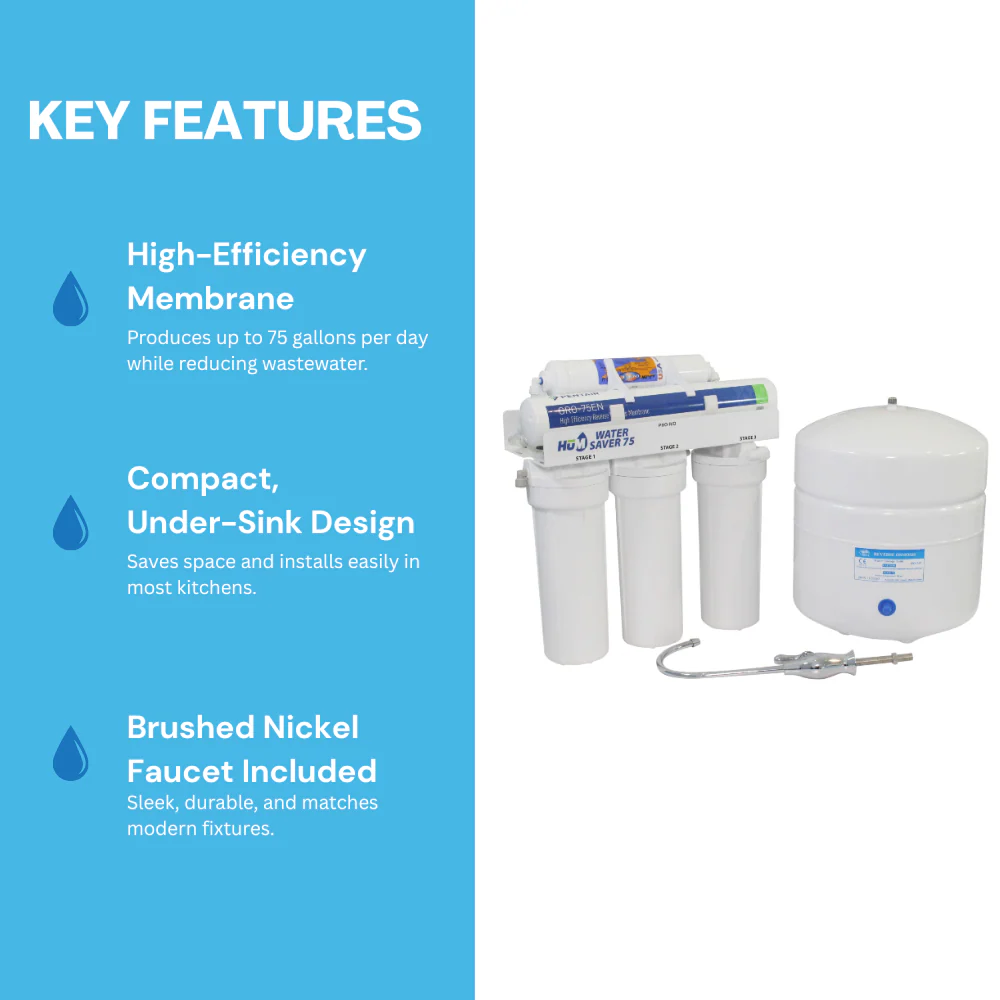 HUM Water Saver 75 gpd Reverse Osmosis System Brushed Nickel Faucet - Image 3